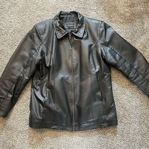 Woman’s leather Burk’s Bay jacket.
